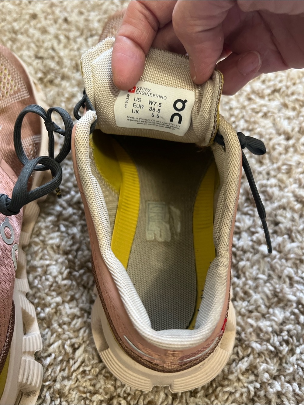 On Running Women's Running Shoes - Pink, Yellow, Black - Picture 9 of 9